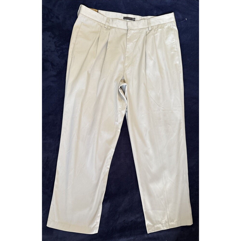 NWT Mens Dockers D4 Tan Cotton Pleated Straight Leg Khaki Chinos Size 36x32